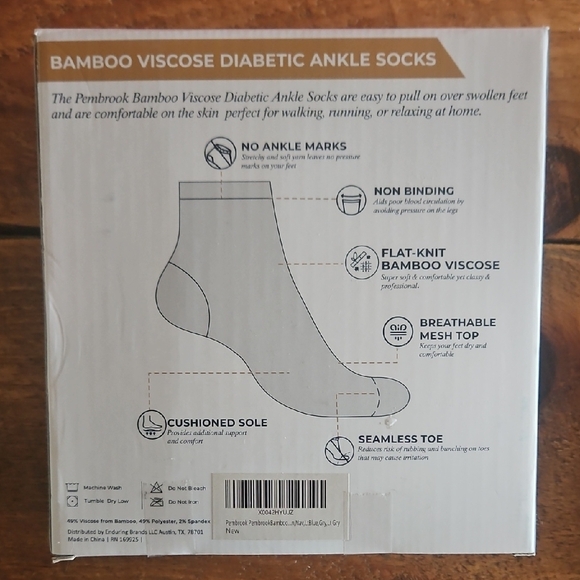Pembrook Bamboo Viscose Diabetic Socks - Black - Picture 3 of 3